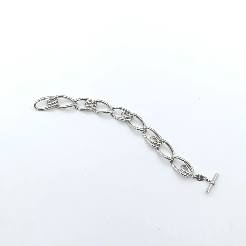 Fossil Chain Link Bracelet 8” Stainless Steel Unisex Toggle Chunky Whimsigoth